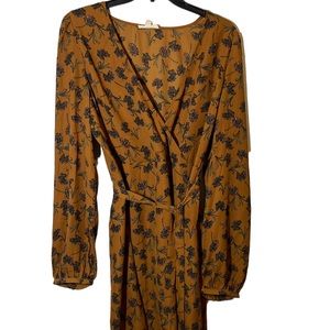 Gilli Faux Wrap Long Sleeve MIDI Dress Size Large
